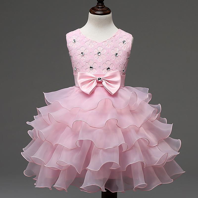 Kids Little Girls' Dress Solid Colored Flower Party Sequins Layered Sleeveless Princess Sweet Dresses - Azufun
