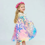 Mermaid Shiny Beads Cute Princess Sweet Cape Cloak for Girl - Azufun
