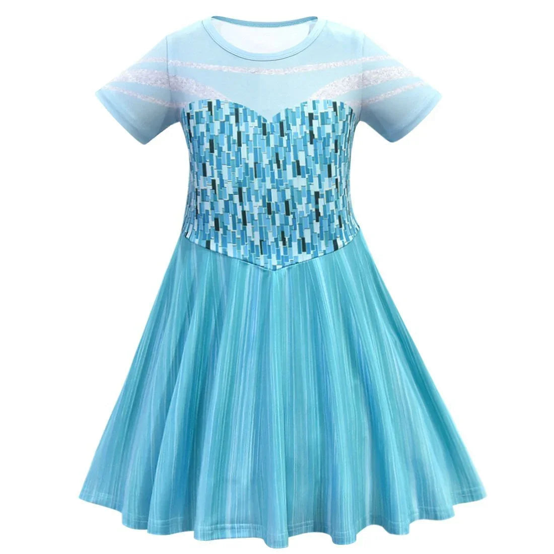 Frozen Girls Dresses Cartoon Cosplay Snow Queen  Princess Elsa For Kids - Azufun