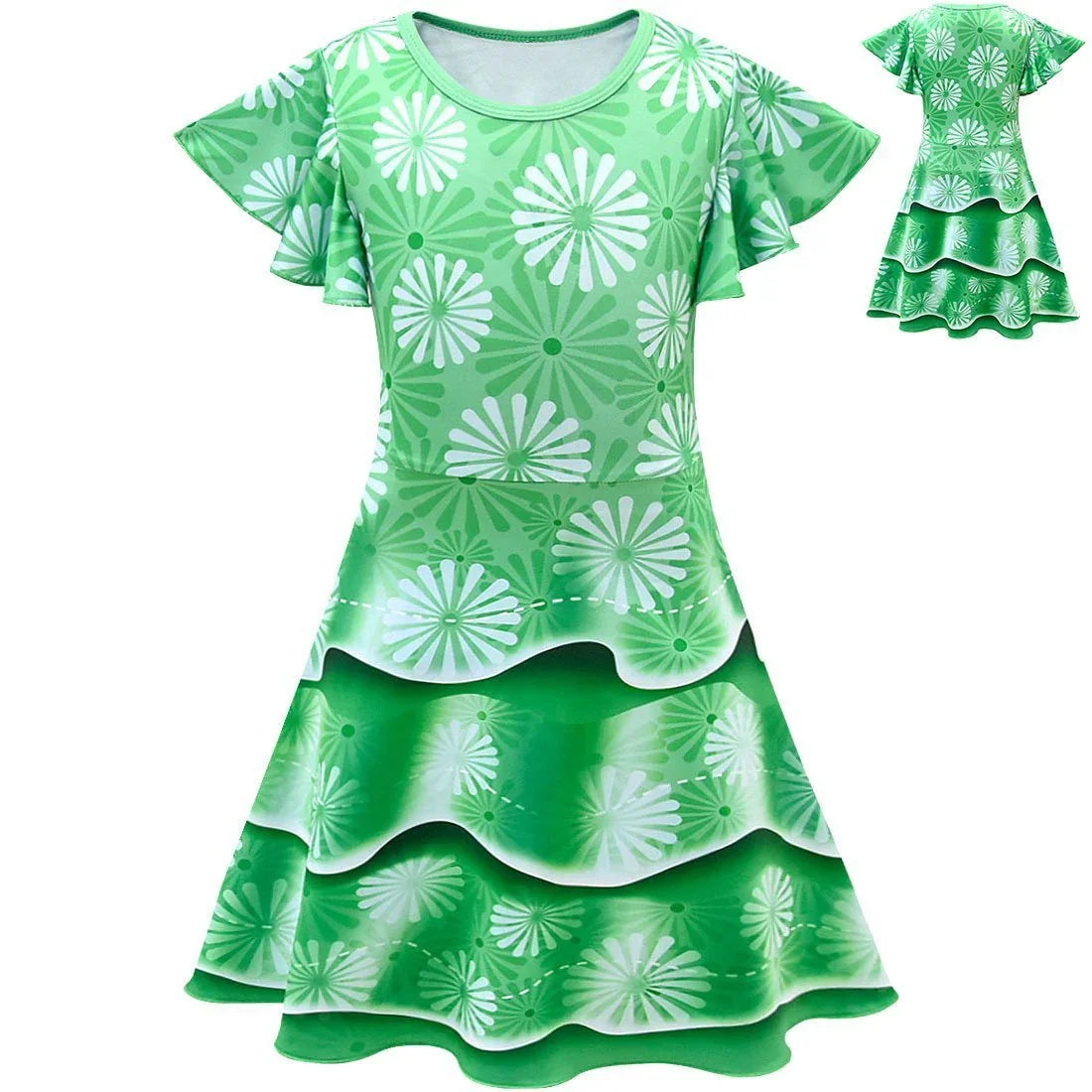 Fancy Nancy Halloween Costume Performance Costume Cosplay Green Dress - Azufun