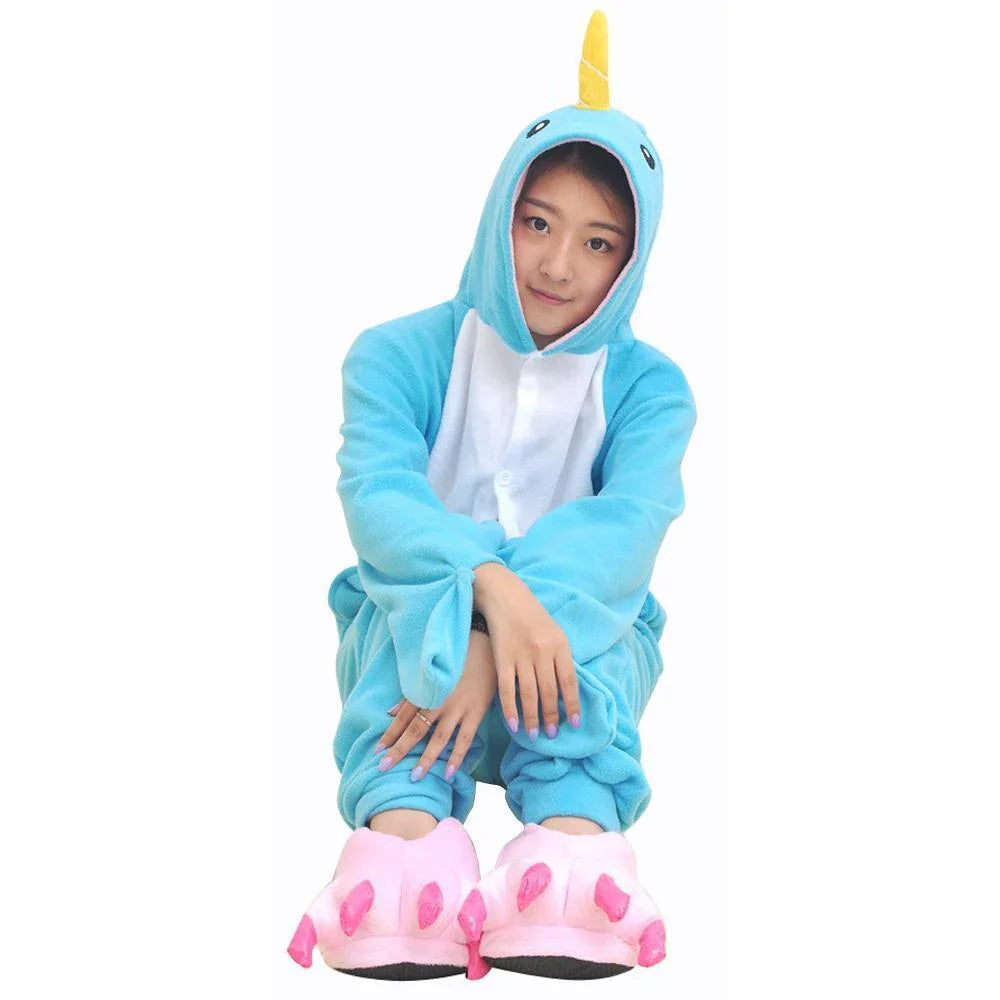 Narwhal Kigurumi Onesie Hoodie Pajamas Adult Animal Costume - Azufun