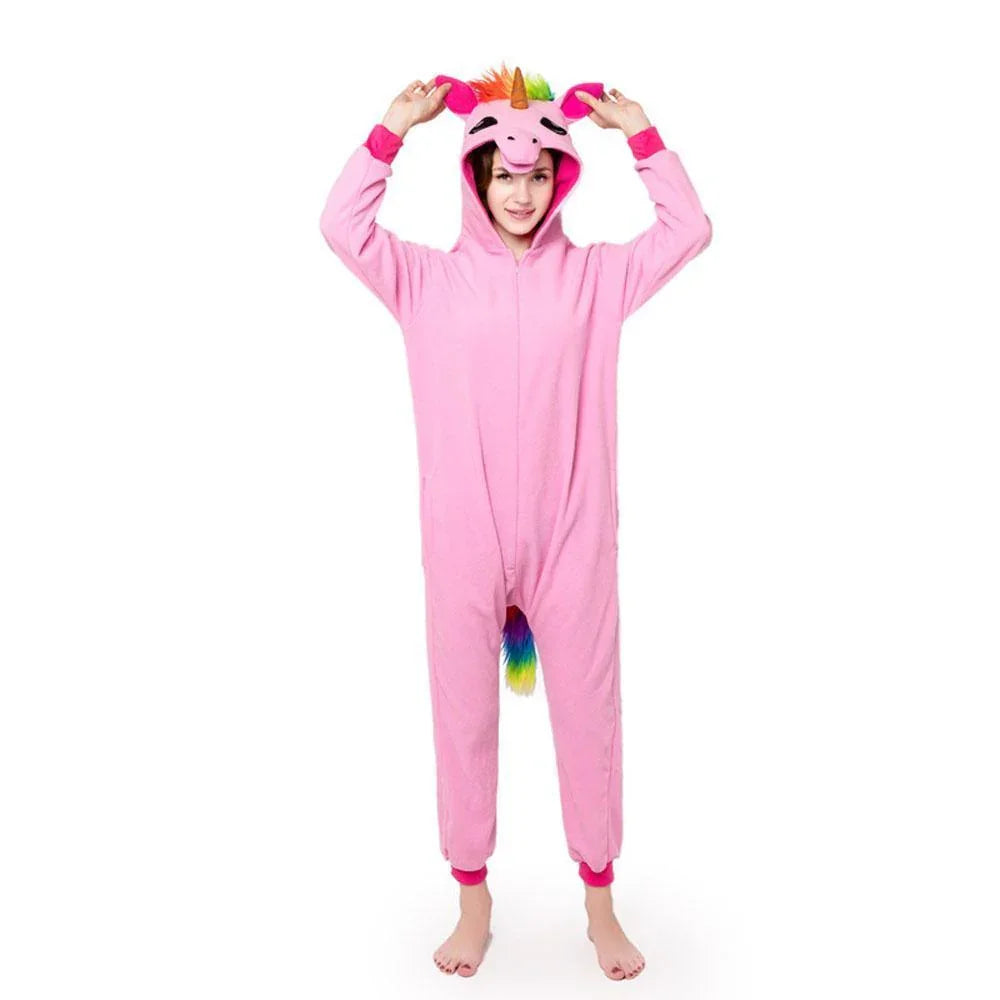 Pink Unicorn Animal Kigurumi Onesies Pajamas For Adult - Azufun