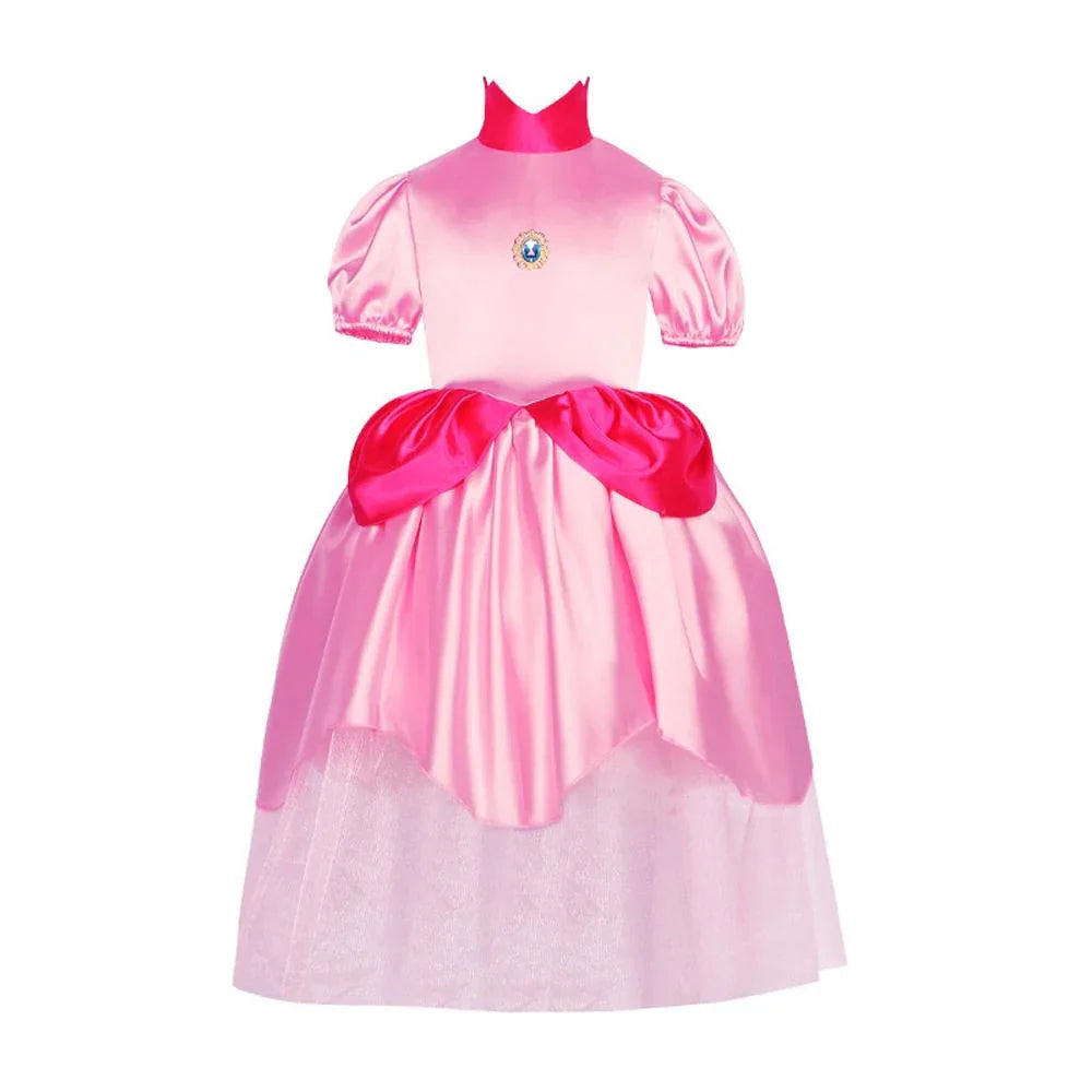 Adult Women Princess Peach Cosplay Costume Mesh Dress Outfits Halloween Carnival Suit - Azufun