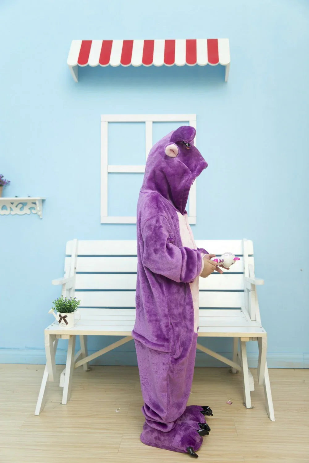 Purple Cow Kigurumi Pajamas Kids Flannel Warm Hoodie Onesies - Azufun