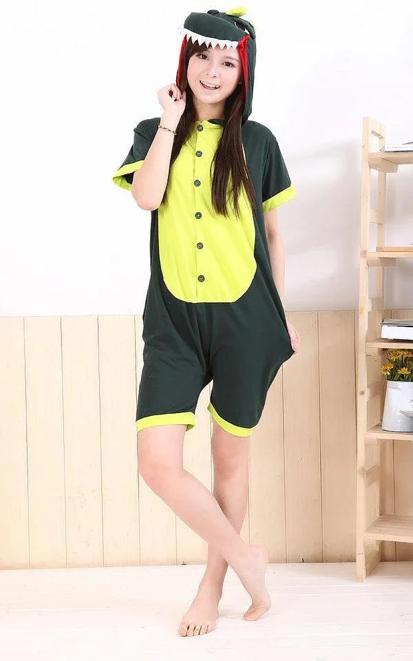 Green Dinosaur Pajamas Animal Onesie Costume Kigurumi Adult - Azufun