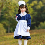 Blue and white maid Nurse cosplay costumes dress for adult and kids - Azufun