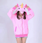 Unicorn Kigurumi Cartoon Cosplay Costume Long Sleeve Zip-up Hoodie - Azufun