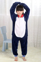 Blue Shark Kigurumi Pajamas Onesie Kid Flannel Animal Hoodie - Azufun