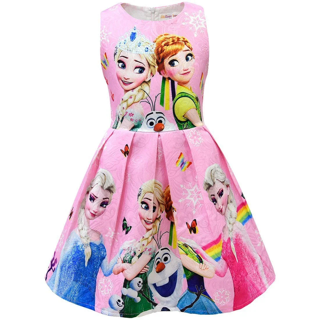 Girls Anna Elsa 2 Dress Girls Kids Party Birthday Dress Sleeveless Dress Frozen Princess Dress - Azufun