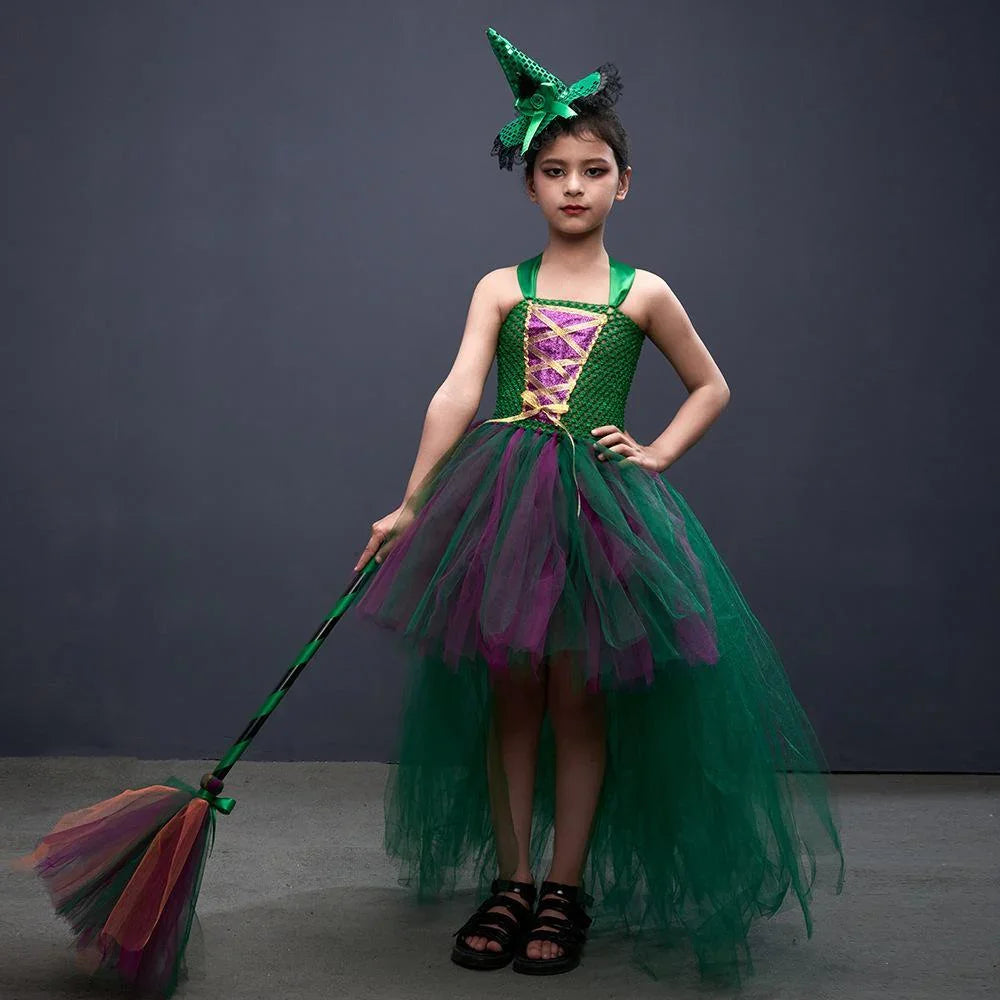 Girl Hocus Pocus Sanderson sisters Winifred Sarah Mary Tutu Dress for kids Halloween Cartoon Costume - Azufun