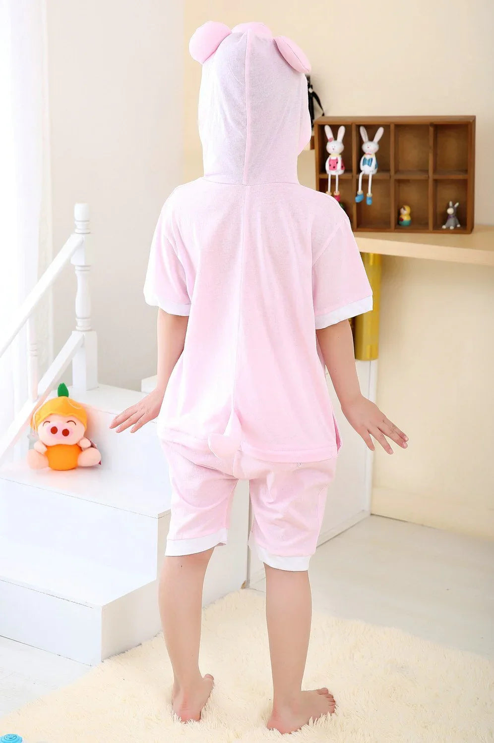Pink Pig kigurumi kids Animal Onesies Summer Pajamas Costume - Azufun
