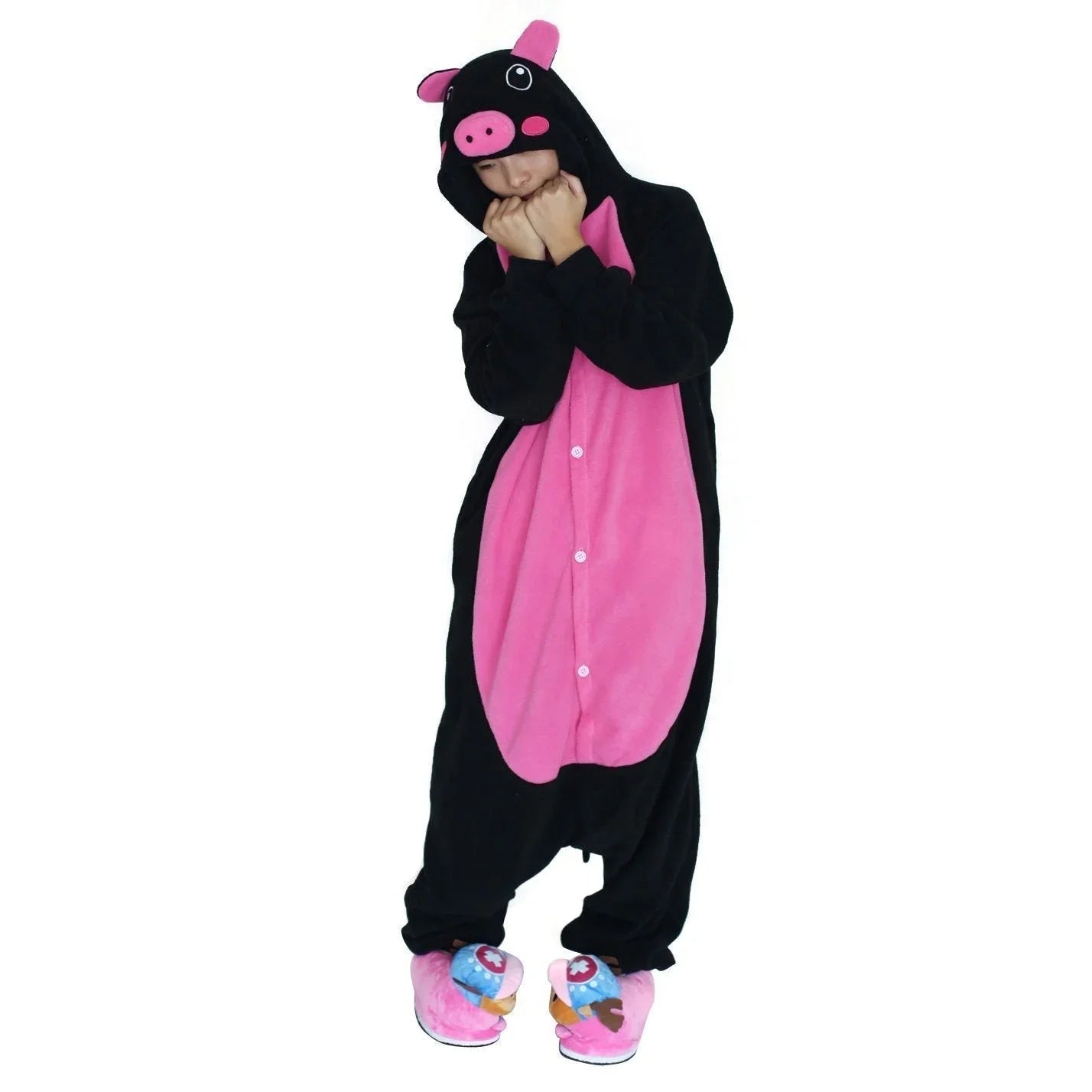 Adult Black Pig Animal Kigurumi Pajamas Hoodie Costume - Azufun