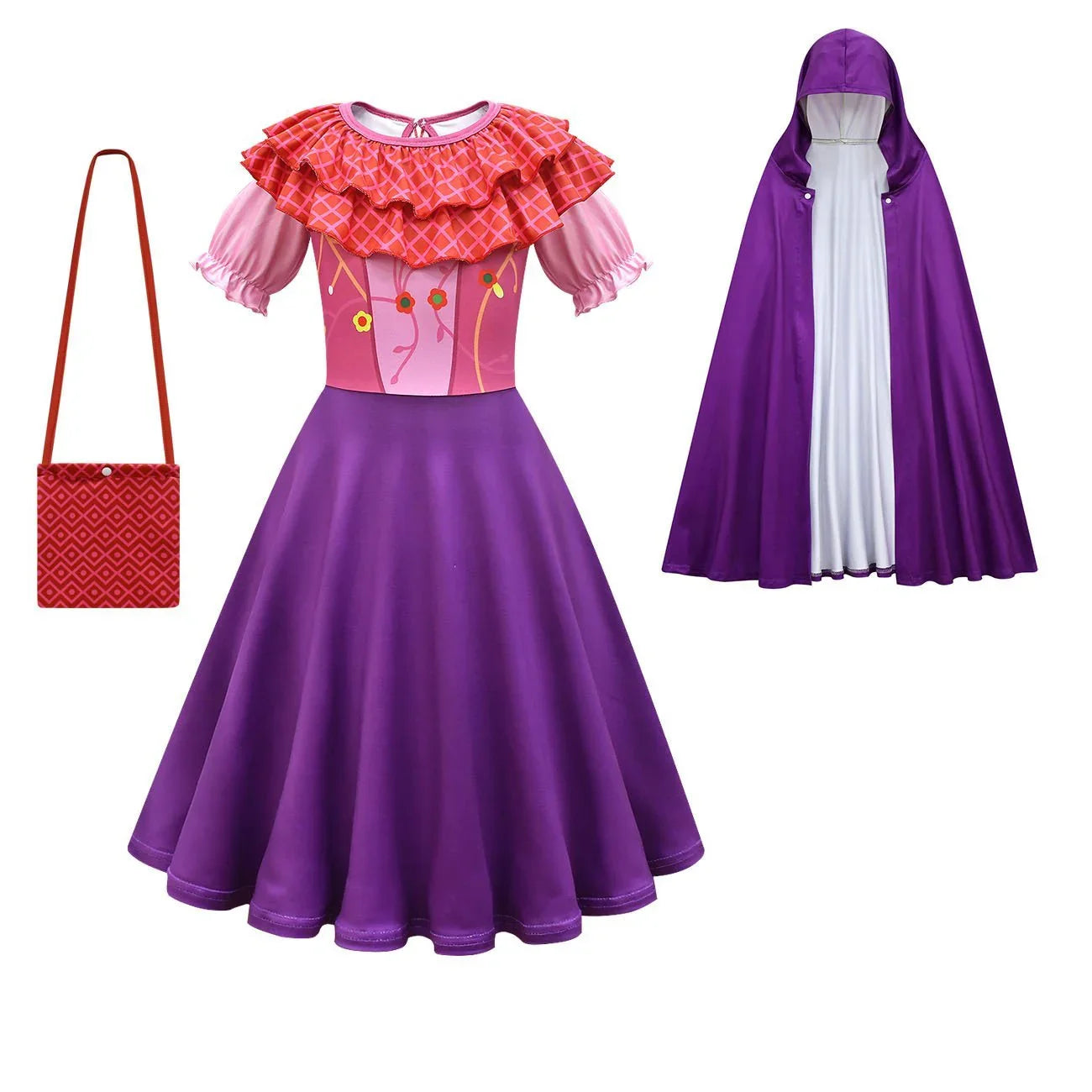 Purple hocus pocus Sarah Sanderson Cosplay Suit Costume Dress Outfits for kids - Azufun
