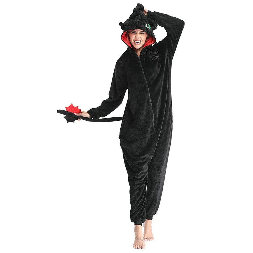 Cartoon Dragon Kigurumi Onesies For Adult Costumes Pajamas - Azufun