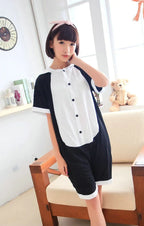 Blink Panda Pajamas Animal Onesie Hoodie Kigurumi Short Sleeve - Azufun