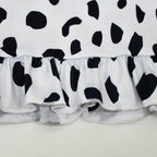 Cruella Costume Cosplay Dress Up Halloween Outfits Role Play Spotted Dot Ruffle Dresses for Girls