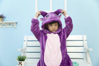 Purple Cow Kigurumi Pajamas Kids Flannel Warm Hoodie Onesies - Azufun