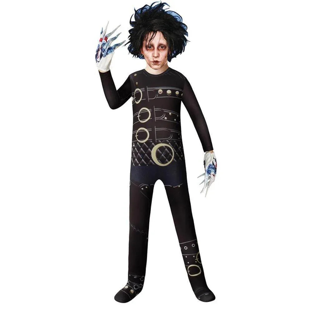 Kids Edward scissorhands costume Jumpsuit Halloween - Azufun