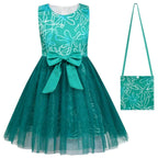 Kids' Inside Out Disgust Tutu Dress Cosplay Princess Gown with Bag and Mask - Azufun