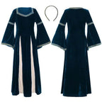 medieval fancy dress Costume Girls Children long dress with trumpet sleeves - Azufun