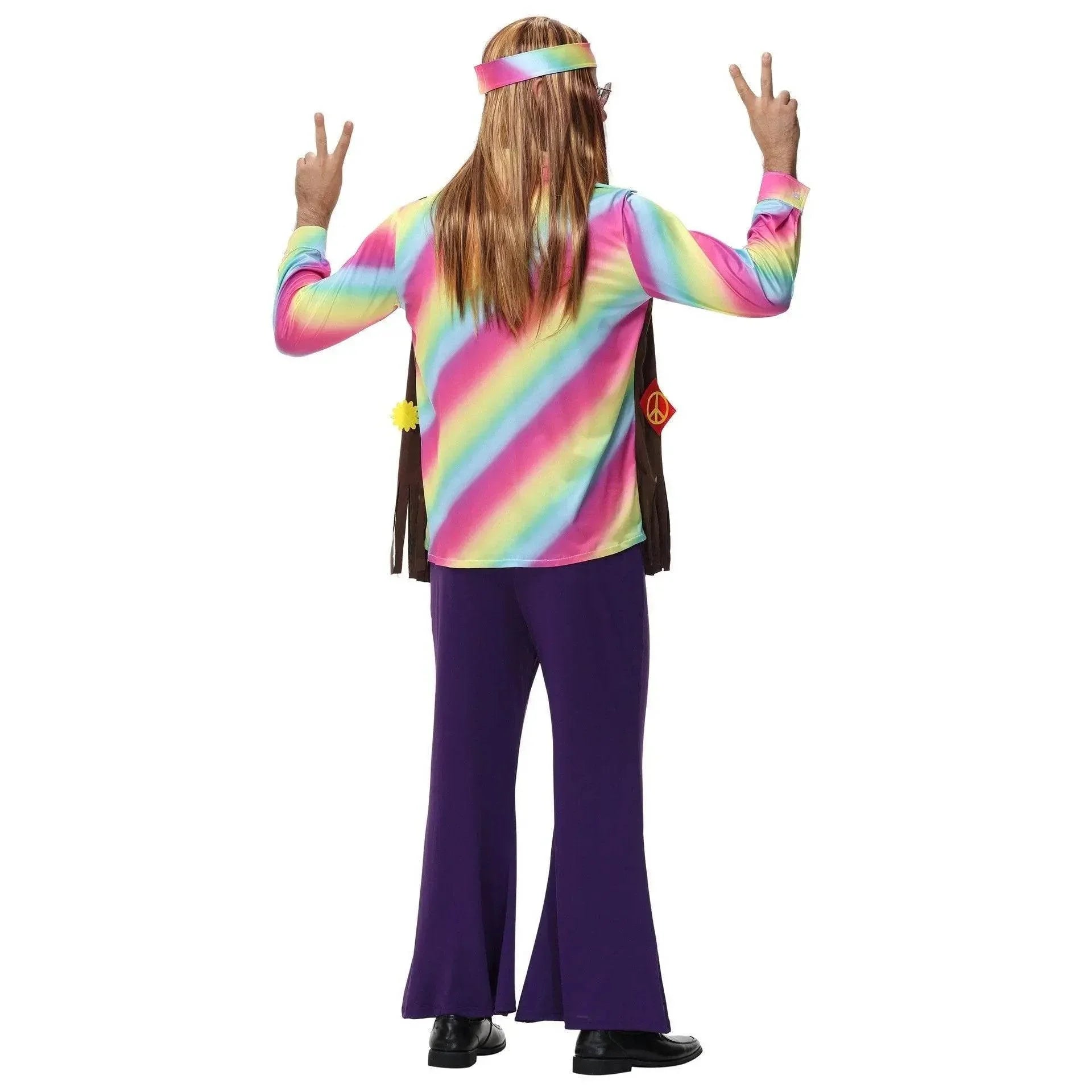 men's 70s disco hippie costume music festival rock dance party - Azufun