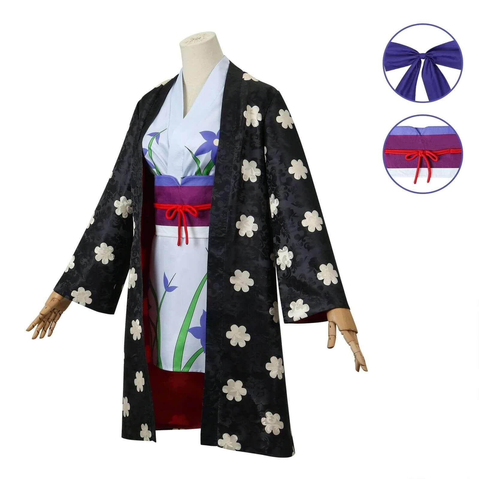 One Piece Nico Robin Costumes Japanese Anime Kimono Robe Fancy cosplay - Azufun