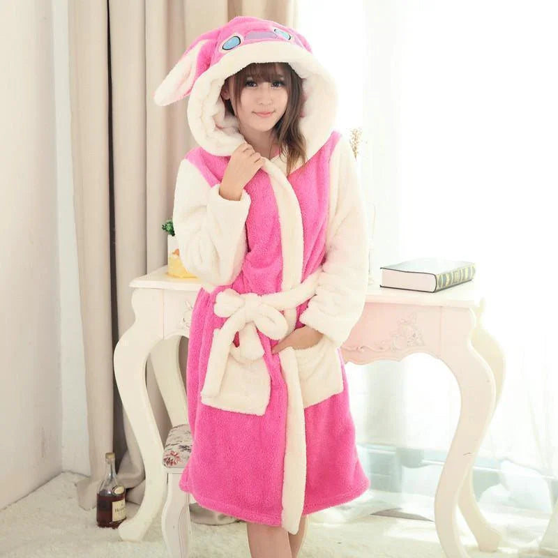 Pink Stitch Winter Robe Couple Sleepwear Kigurumi Pajamas - Pajamasbuy