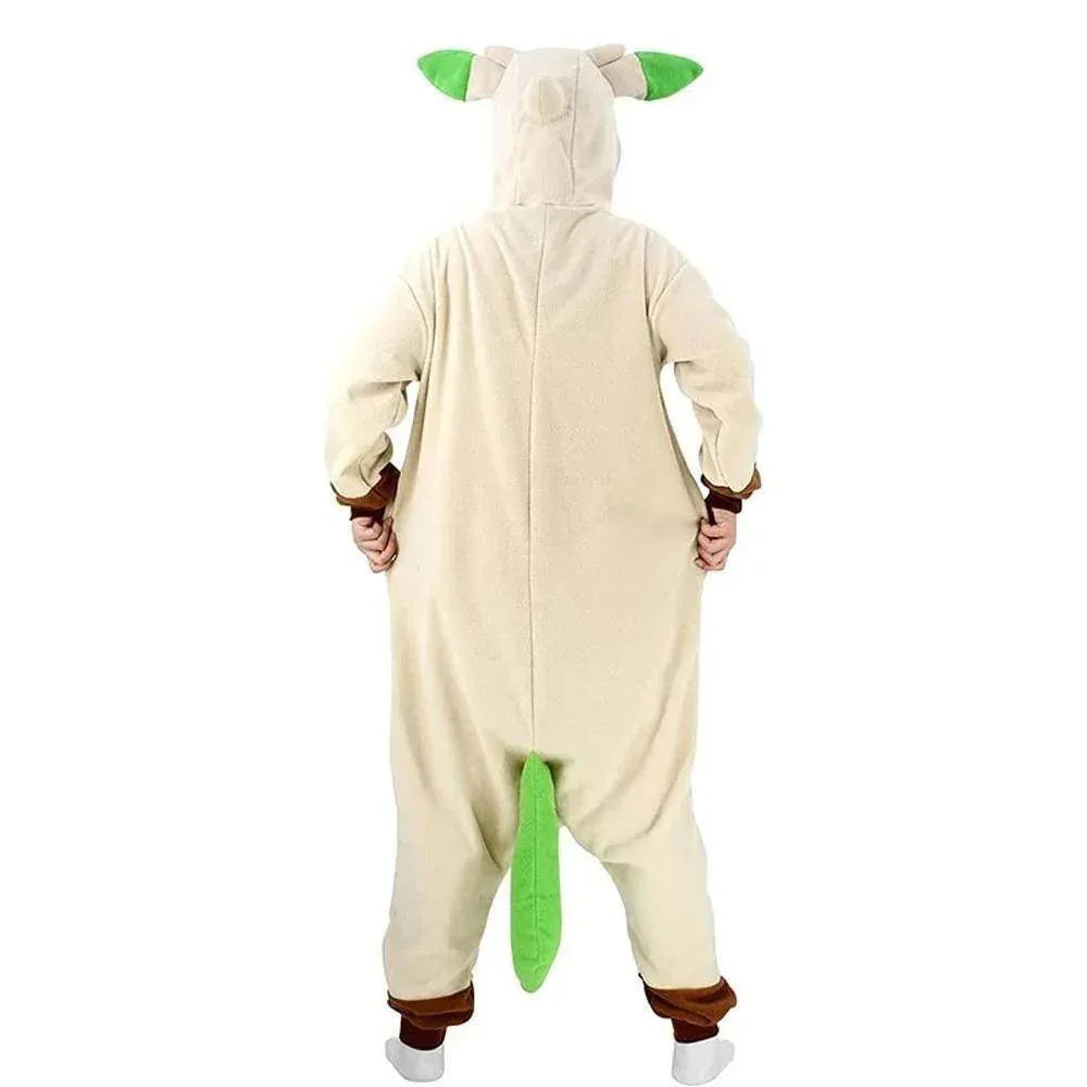Pokemon Leafeon Kigurumi Onesies Costume Cozy Cartoon Fleece Pajamas - Azufun