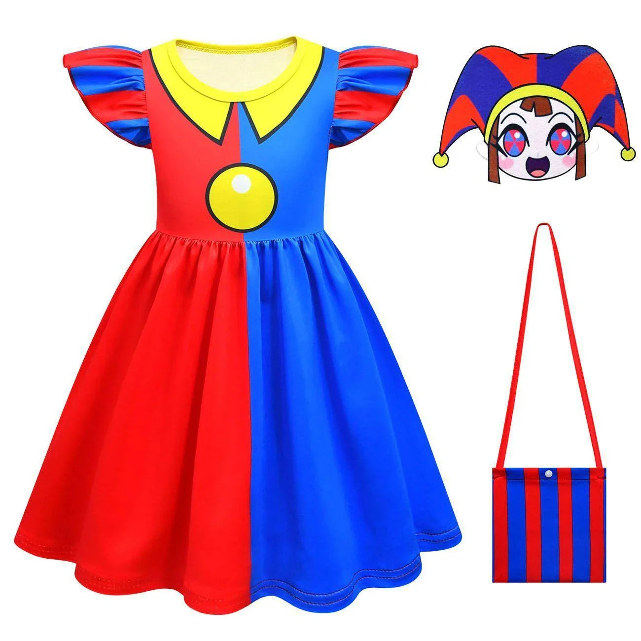 Pomni Flying Sleeve Dress The Amazing Digital Circus Costumes Printing Girls' For Kids - Pajamasbuy