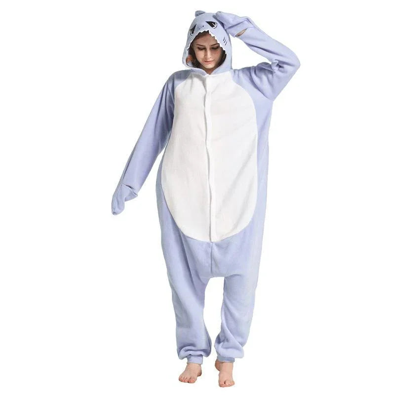 BuyShark Cartoon Kigurumi Animal Onesies Pajamas For Adult Now Cheaper With 3 - 5 Days Ship - PajamasBuy