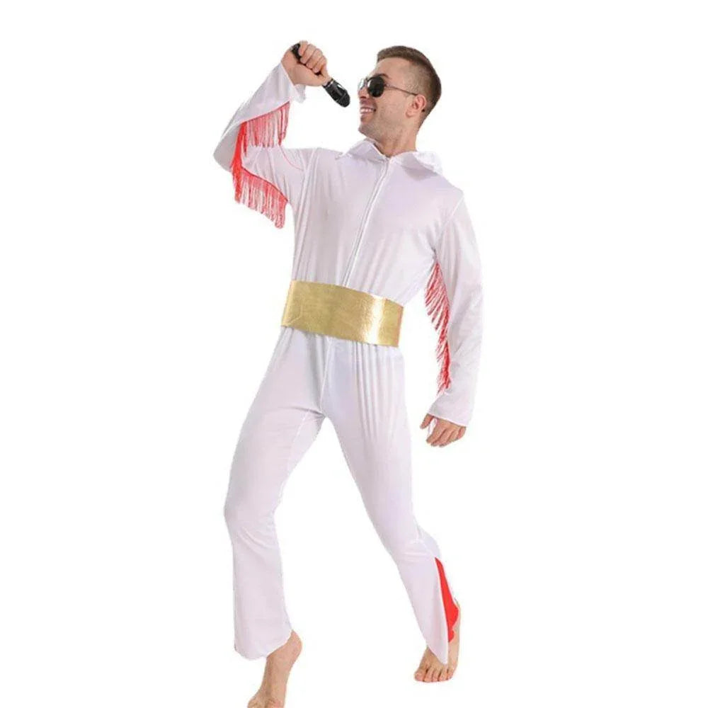 Singer Elvis Presley 80s Costume Outfits Vintage Carnival Masquerade Halloween for Men - Azufun