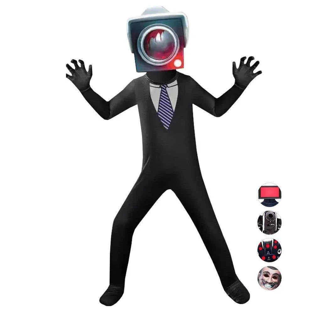 Skibidi Toilet Party Bodysuits Titan TV Jumpsuit Men Cosplay Costume For Kids Adult - Azufun