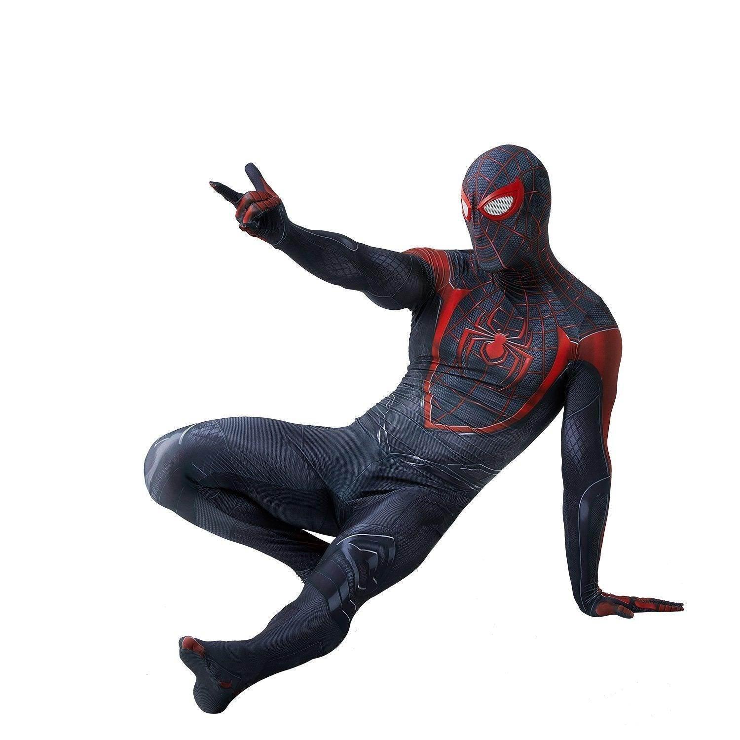 Spider-Man 2 Miles Morales Black Cosplay Jumpsuit Costume for Adults and Kids - Azufun