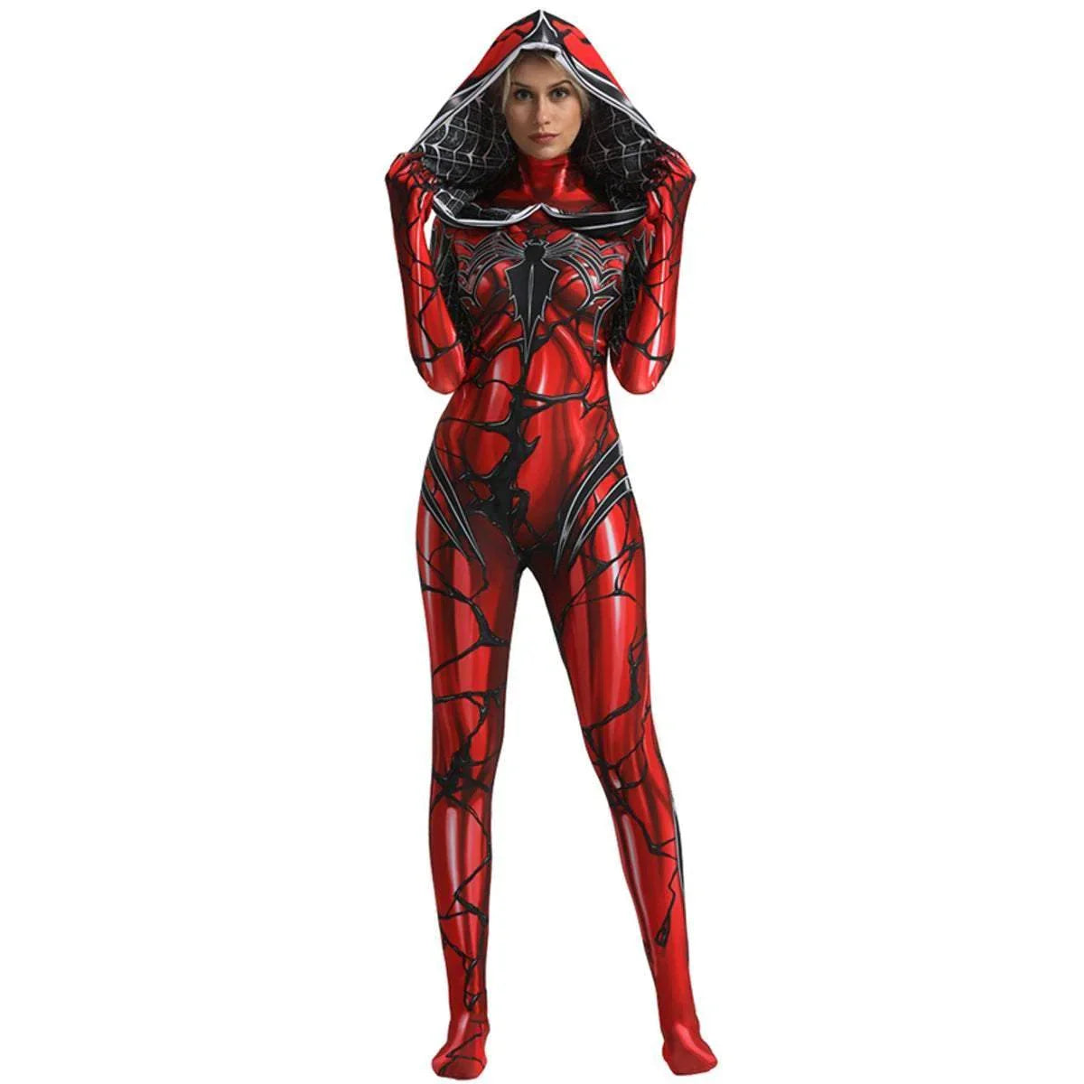 Spider-Man Venom Spider-Gwen Stacy Jumpsuit Lady Carnage Hooded Cosplay Costume Halloween - Azufun