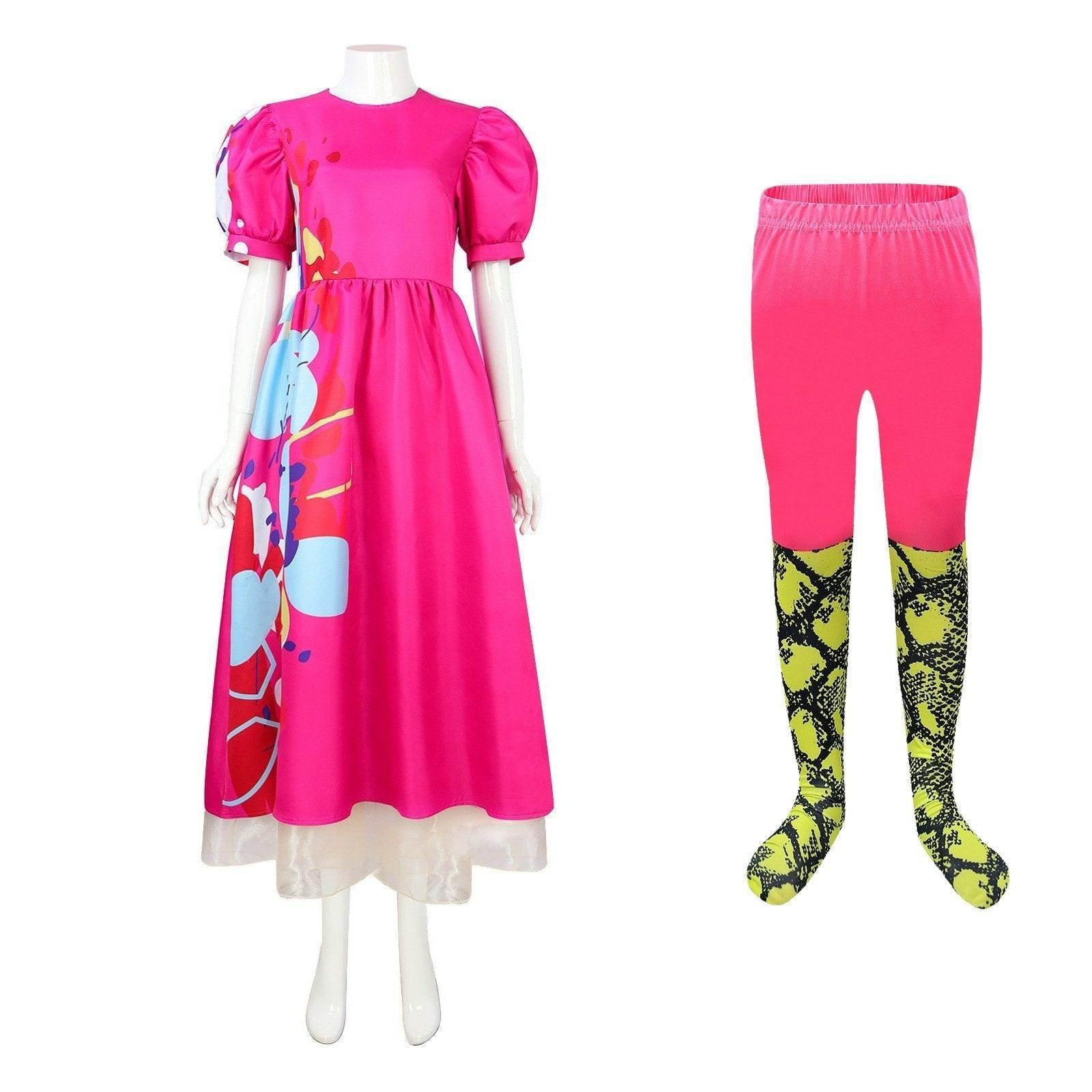 Weird Barbie Costume Movie Kate McKinnon Pink Dress Outfits Halloween Cosplay Adults - Azufun