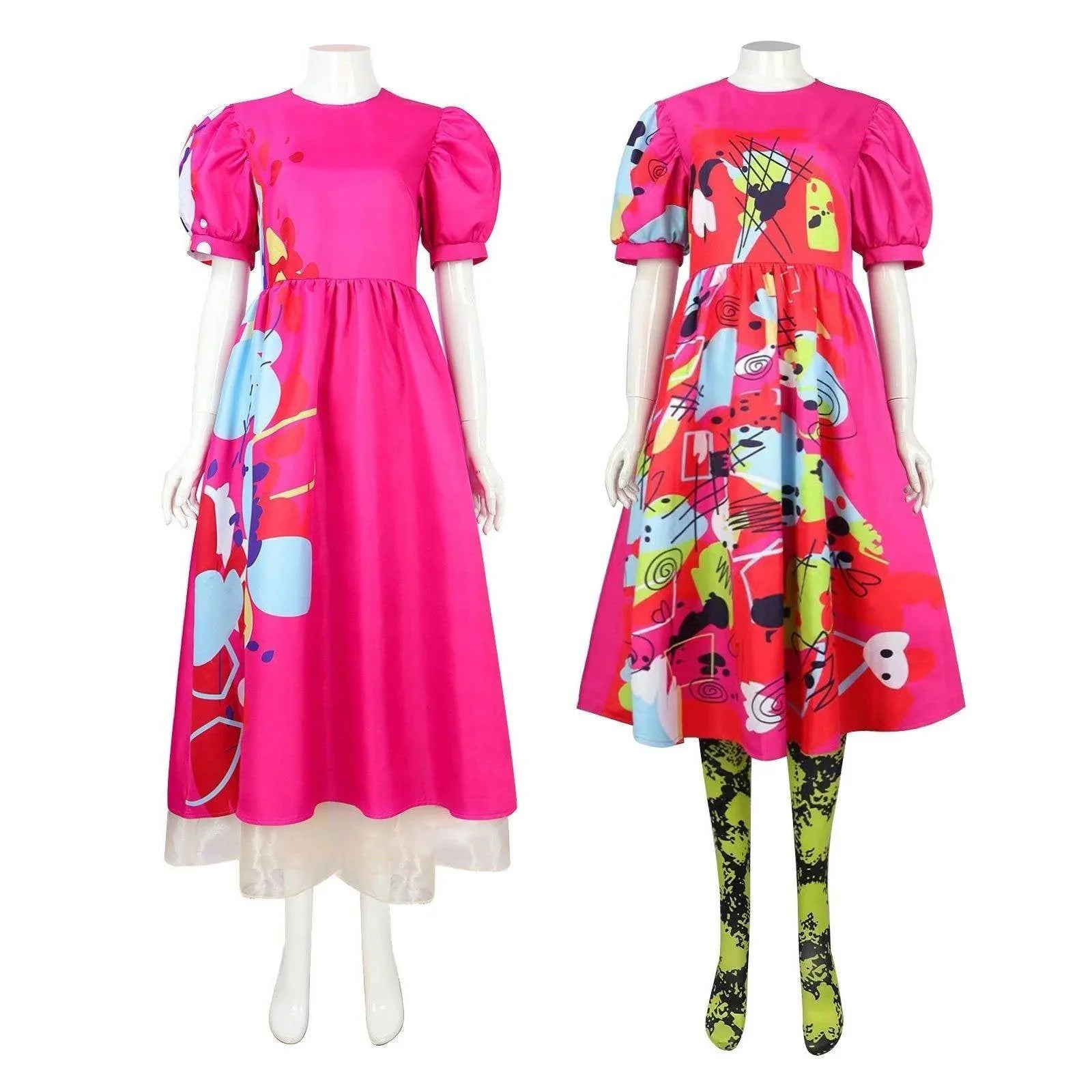 Weird Barbie Costume Movie Kate McKinnon Pink Dress Outfits Halloween Cosplay Adults - Azufun