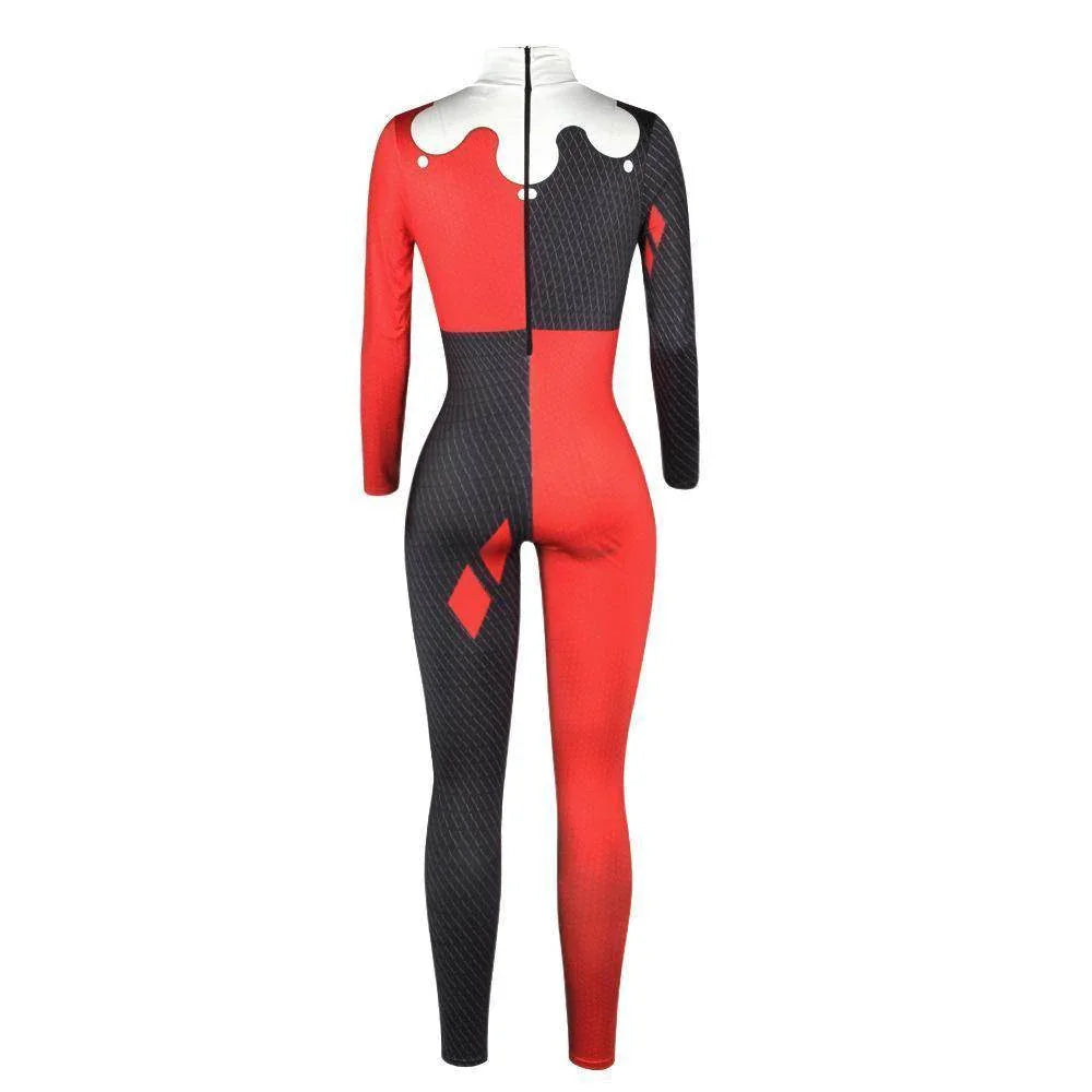 Women Adult Halloween Digital Printed Clown Costume Jumpsuit - Azufun