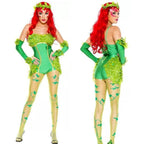 Women's Deluxe Poison Ivy Costume Jumpsuit Halloween - Azufun