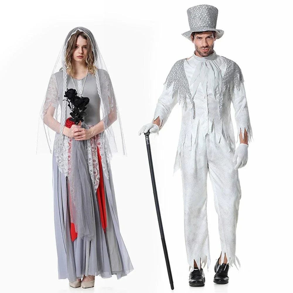 BuyZombie Bride Couples Costume Halloween Outfits Party Carnival Cosplay Now Cheaper With 3 - 5 Days Ship - PajamasBuy